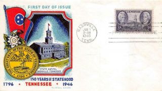941 3c Tennessee Statehood,  Fluegel Multicolor Cachet,  Unaddressed [e536460]