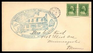 1932 Virginia Mount Vernon Washingtons Birthplace Feb 22nd Green Cachet Pair