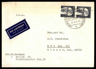 Mayfairstamps 1972 Germany Airport Tempelhof Berlin To Us Cover Wwb66531