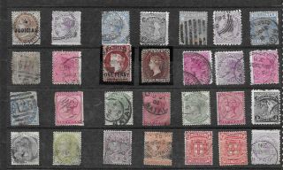 Stock Page Of 28 Different Queen Victoria British Commonwealth Stamps
