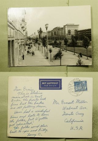 Dr Who Germany Berlin Street View Postcard Rppc Airmail To Usa E53008