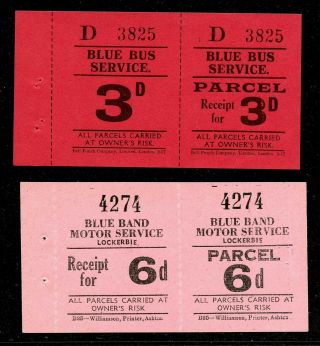 Gb - Bus Service Parcel Stamps - Two Different - Blue Bus & Blue Band