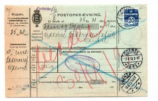 Denmark: Cod Postal Form Copenhagen 1913.