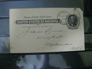 U.  S.  Postal Card From Chicago,  Jefferson Stamp To,  Milwaukee,  Wis.  May 12,  1902