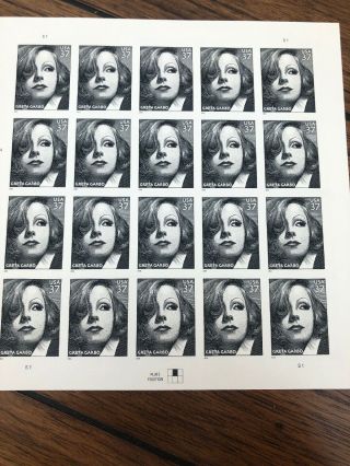 Greta Garbo,  Full Sheet Of 20 X 37 - Cent Postage Stamps,  Usa 2005,  Scott 3943