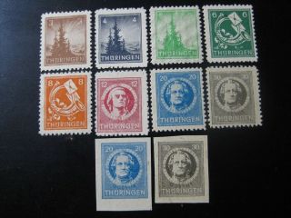 Thuringen Soviet Occupation Mi.  92y - 99y Mnh Spargummi Stamp Set Cv $30.  00