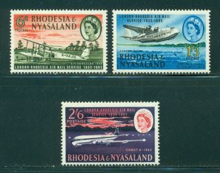 Rhodesia & Nyasaland Mnh Scott 180 - 182 30th Ann London Flights Cv$8