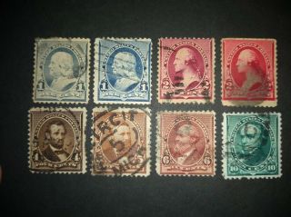 8 Us Stamps,  Scott S 2x - 219,  219d,  220,  222,  223,  224 & 226,  1890 - 1893
