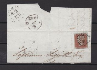 Lot:32065 Gb Qv 1841 1d Red Brown Imperf Cancelled With Black Mx On Piece 184