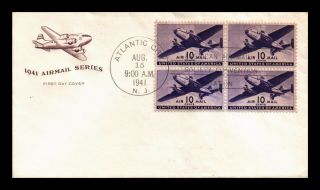 Dr Jim Stamps Us 10c Air Mail First Day Cover Scott C27 Block Aams Event Cancel