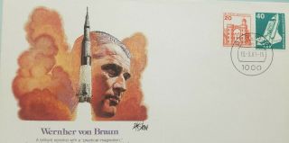 L) 1981 Germany,  Wernher Von Braun,  Rocket,  Airplane,  Architecture,  Orange,  20c