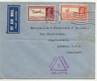 India 1939 Censored Cover To London