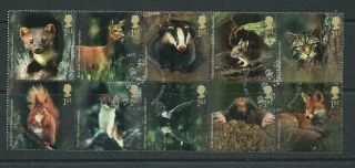 Gb - 2004 - Woodland Animals - Set As Block Of 10 - Very Fine