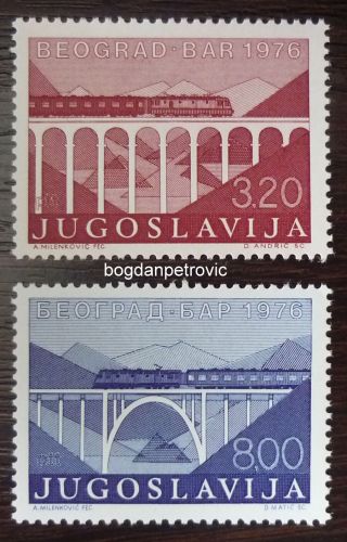 1976 Yugoslavia - Complete Set (mnh) Railway Railroad Train Bridge Serbia I8