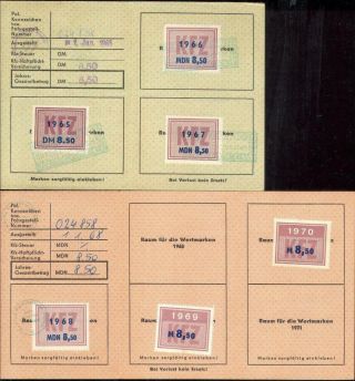 Germany Gdr Ddr Motor Vehicle Tax Cards Special Revenues 1965 - 70 Fiscal
