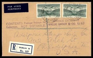 Ireland Dublin February 10 1960 Registered Air Mail To Philadelphia Pa Usa