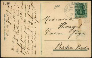C061 Germany Postcard Aachen Baden Baden 1908