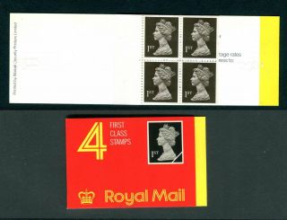 Gb 1989 Hb1 4 X 1st Walsall.  Barcode Booklet.  Contains Pane: 1450a