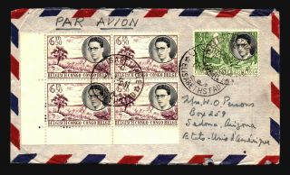 Belgian Congo 1955 Cover To Usa / 6.  50f Block Of 4 - Z18276