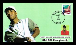 Dr Jim Stamps Us 81st Pga Championship Tiger Woods Win Sports Event Cover 1999