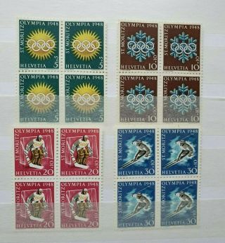 1948 Olympics Games Set Block Of 4 Vf Mnh Switzerland Schweiz B178.  25 0.  99$