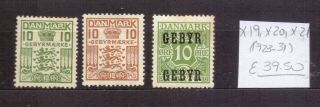 Denmark 1923 - 1931.  Postage Due Stamp.  Yt X19,  X20,  X21.  €39.  50