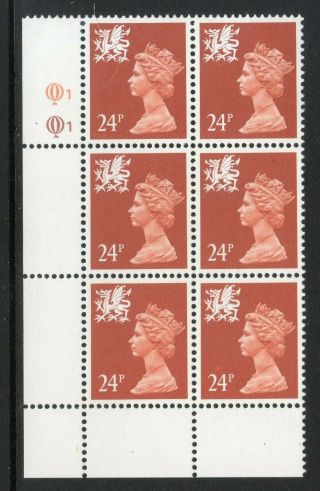 Sg W58 24p Indian Red Cylinder Block X 6 Q2 Q2 Unmounted