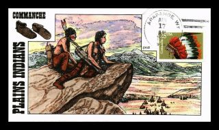 Dr Jim Stamps Us Comanche Plains Indian Headdress Hand Colored Fdc Cover