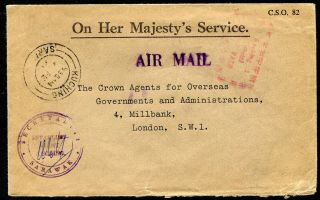 Sarawak 1961 Unstamped Ohms Envelope To London: Kuching 