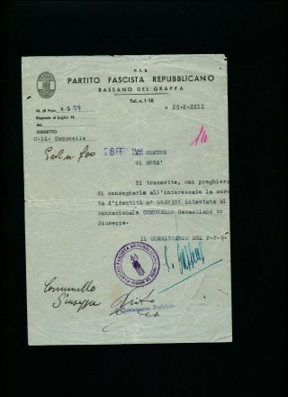 B183 Italy Document Bassano Del Grappa 1944