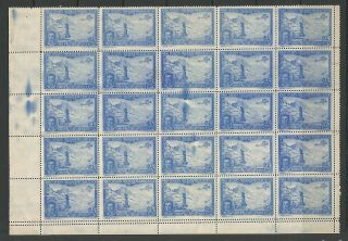 Spain 1930 Chile Airmail 25cts,  Complete Never Hinged Pane Of 25: Cat $140