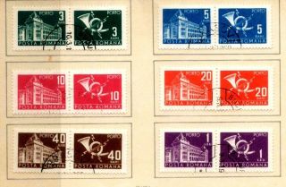 Romania 1967 Porto Stamp Postage Due Post Horn Full Set X 6 Pairs Mnh