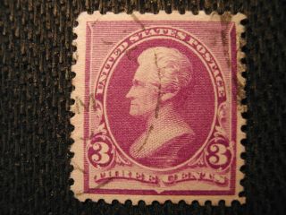 Us Stamp 1890 Scott 221 Vf 3 Cent Purple Single W/ Partial Cds & Duplex