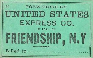 Vintage Friendship,  York United States Express Company Mailing Label