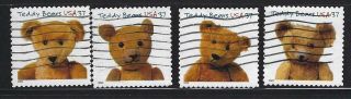 Us Sc 3653 - 3656 37c Teddy Bears Set Of 4 Off Paper Sound