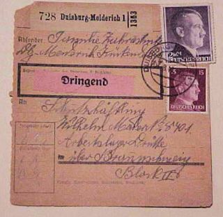 German 1944 Aug 800b Cat.  $160.  00 B/s Drutte On Packet Card