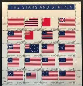 2000 - 33¢ - Scott 3403a - T - Stars And Stripes - Full Sheet Of 20,  Nh