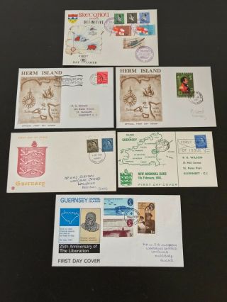 6 Guernsey Fdcs Various And Other Channel Islands.  1966 - 1970.