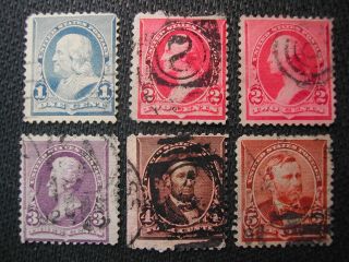 Us Stamps Scott 219,  219d,  220,  221,  222 & 223 1,  2,  3,  4,  & 5 Cent Single