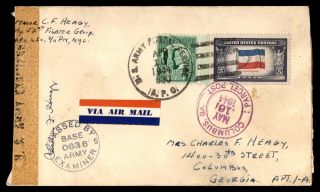 York Apo 530 52nd Fighter Group April 10 1944 Censored Air Mail To Columbus