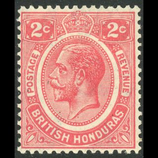 British Honduras 1922 - 33 2c Rose Carmine.  Sg 128.  Lightly Hinged.  (wb274)