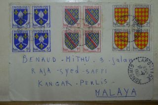 1955 France To Malaya Stamp On Cover