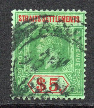 Straits Settlements 5 Dollar Stamp C1912 - 23