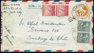 2546 Us To Chile Censored Air Mail Stationery Envelope 1942 York - Santiago