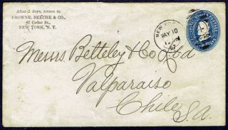 4002 Us To Chile Ps Stationery Envelope 1897 York - Valparaiso