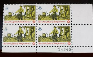 Rise Of The Spirit Of Independence Us Plate Block Of 4 - 8 Cent Stamps Mnh