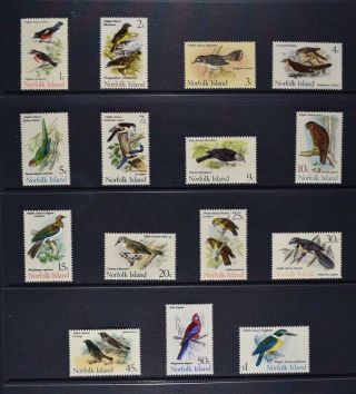 Norfolk Island,  1970 / 71,  Set Of 15 Birds Stamps To $1 Value,  Um,  Cat £23.