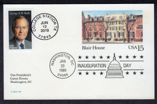 2019/1989 George H.  W.  Bush Inaugural & Memorial Dual Postal Card Event/fdc Pc676