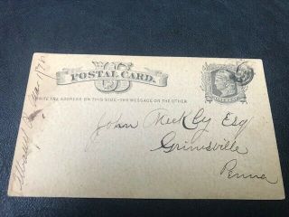 Ux5 1878 Postal Card Farm Albany To Grinesville Pa