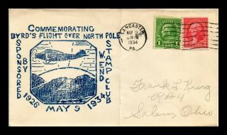 Dr Jim Stamps Us Lancaster Pennsylvania Bird Flight Commemorative Cover 1934